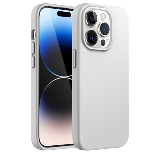 JETech Silicone Case for iPhone 14 Pro 6.1-Inch, Silky-Soft Touch Full-Body Protective Phone Case, Shockproof Cover with Microfiber Lining (Light Grey) by JETech - Used condition - US$9.19