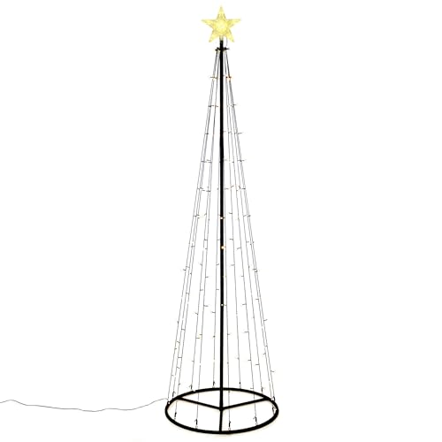 140 LED warm weiß Lichtpyramide mit Leucht-Stern Lichterbaum 240 cm...