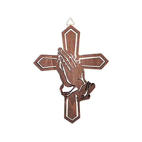 Wooden Wall Crucifix, Cross with Jesus Christ Hanging Wall, Christian Catholic Religion, Size 17 x 13 cm Cover