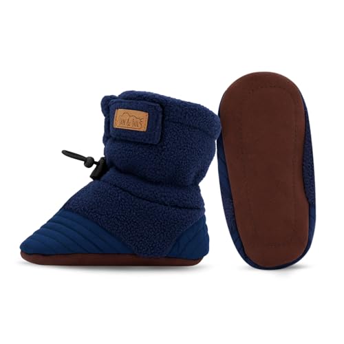 Jan & Jul Fleece Baby Stiefel, rutschfeste Stiefel für Jungen und Mädchen (Marineblau, Größe M)