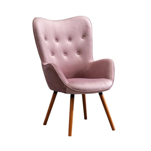 Roundhill Furniture Doarnin Contemporary Silky Velvet Tufted Button Back Accent Chair, Mauve
