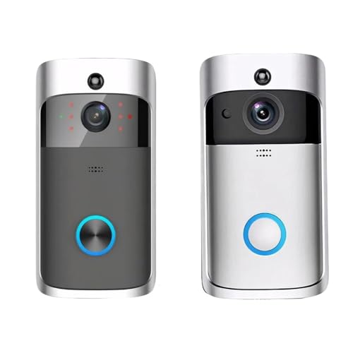 DMETE Videocitofono Wi-Fi HD Smart Home Wireless APP Campanello Wi-Fi Telecamera di sicurezza Videocitofono Visione notturna IR Notifiche in tempo reale(Sliver)