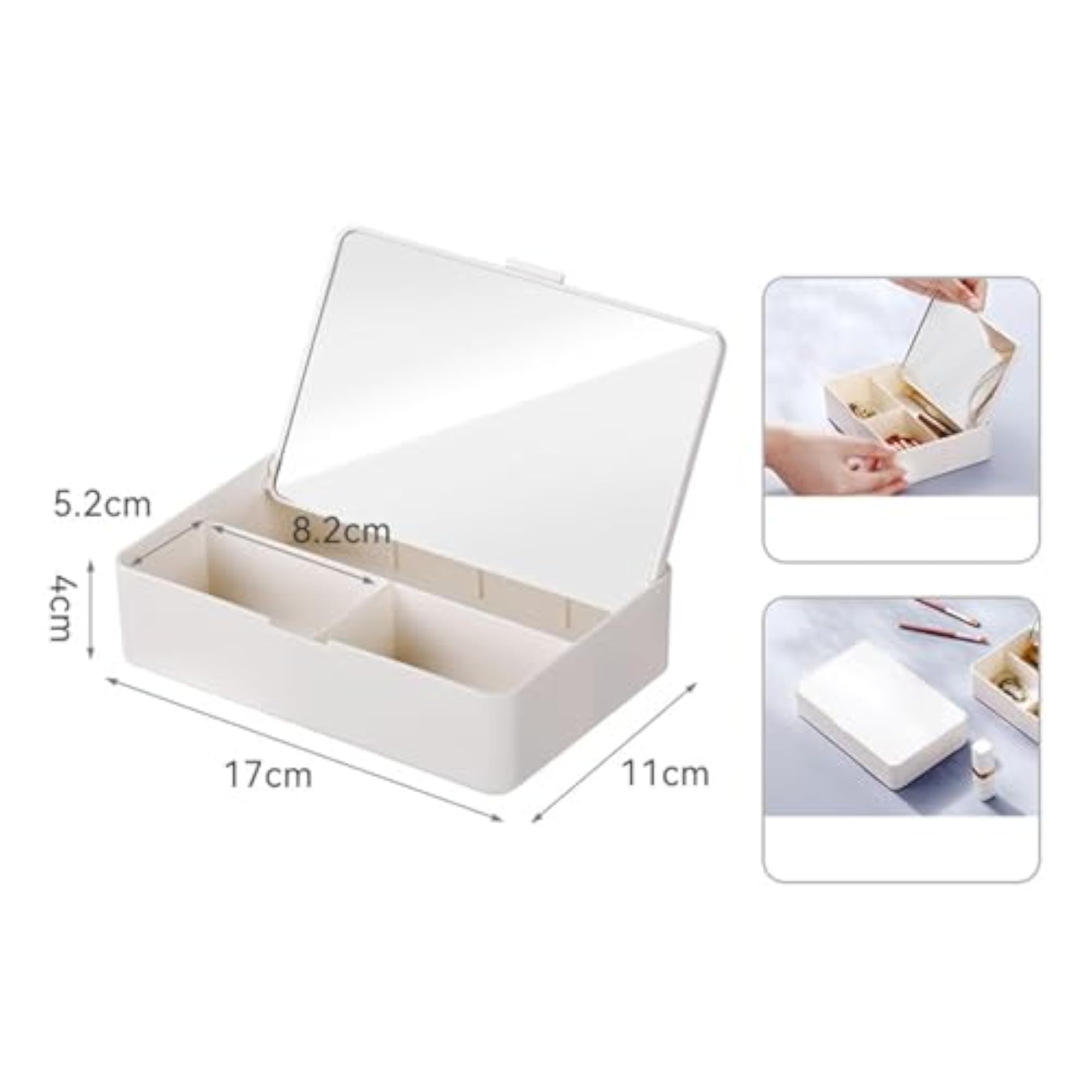3x Makeup Organizer Case with Mirror for Cosmetics Storage