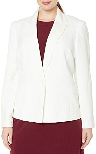 Kasper womens Stretch Crepe One Button Jacket Blazer, Vanilla Ice, 24 Plus