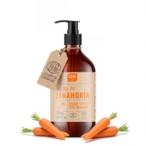 Qknatur KAROTTENÖL 250 ml 100% rein und natürlich natürlicher Sonnenbräuner spendet Feuchtigkeit und verjüngt die Haut repariert spendet Feuchtigkeit und pflegt das Haar
