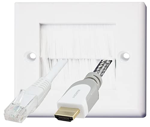 Auline White Brush - Placa de entrada de cabo de parede de 1 banda, placa frontal de montagem arrumada (1)