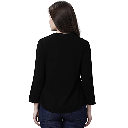 Image of Identiti Women Three Quarter Sleeves Solid Slim Fit 100% Viscose Casual Top for Women