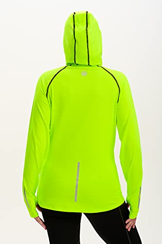 Time To Run Womens Running Hoodie - Thermal Running Jacket Also Ideal For Gym And Sports With Pockets & Thumbloops Size 18 Lime - Image 6