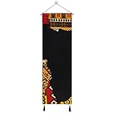  Carte de l\'Afrique sur fond patchwork ethnique tribal art mural impression peinture poster à suspendre œuvre d\'art prête à accrocher 33 x 119,4 cm décoration d\'intérieur chambre à coucher salon