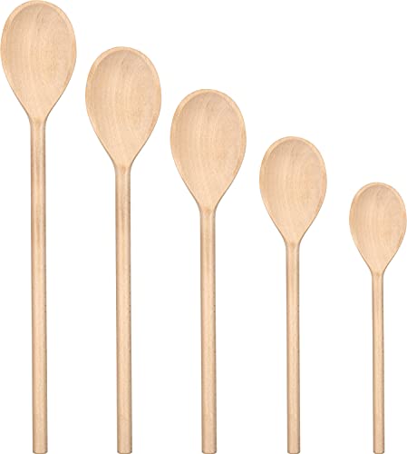 Wooden Spoon Set 5 Pcs Premium Wood Utensils Spoons for Cooking 30cm, 34cm, 40cm, 45cm, 50cm