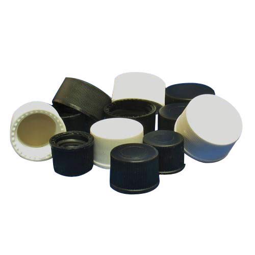 JG Finneran 5360-18 Black Polypropylene Screw Threaded Solid Top Clouser for Dram Vials, Lined, 18-400mm Cap Size (Case of 1000)
