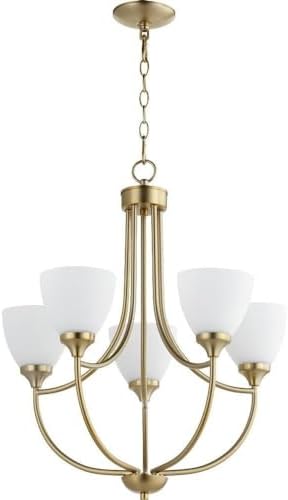 Quorum 6059-5-80 Transitional Five Light Chandelier from Enclave Collection in Brass - Antique Finish,