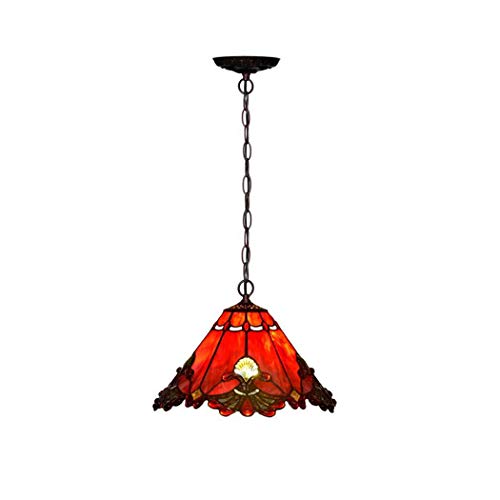 Plafonnier moderne TQHGM suspension style vitrail 13 pouces luminaire rouge blanc