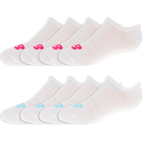 New Balance Kids Liner Sock 8 Pair Pack, White, Medium