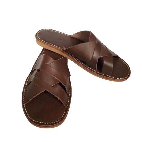 Mules homme en cuir marron contre les pieds sensibles taille 45