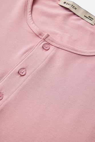 Image of SNITCH Men's T-Shirt | Regular Fit Henley Neck Full Sleeve Solid Pattern | Stretchable Rayon Cotton Spandex Blend Breathable Fabric for Casual & Everyday Wear