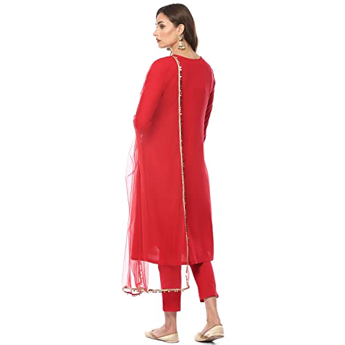 Image of BIBA Women Cotton Gathered Printed Suit Set