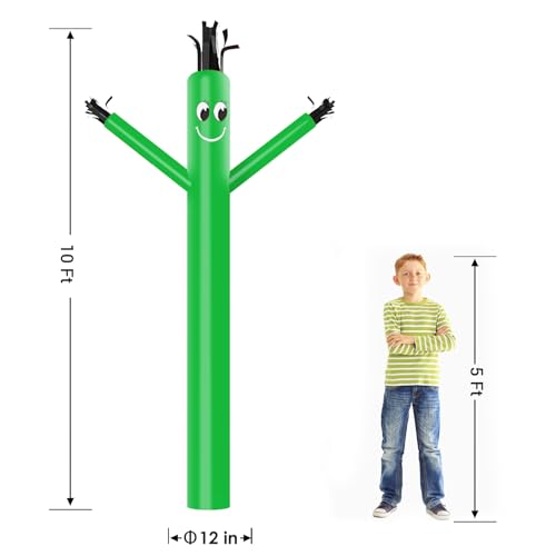 Image of MOUNTO 10ft Inflatable Dancers Tube Man Attachment - 10 Feet 12inch Tall Wacky Waving Inflatable Dancing Tube Guy, High Durability Rip-Stop Nylon (Blower Not Included) (Green)