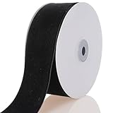 ATRBB Black Velvet Ribbon - 1 1/2 Inch Width, 10 Yards Per Roll - Classic Elegant Flocked Ribbon for Gift Wrapping, Crafts, and Decorations