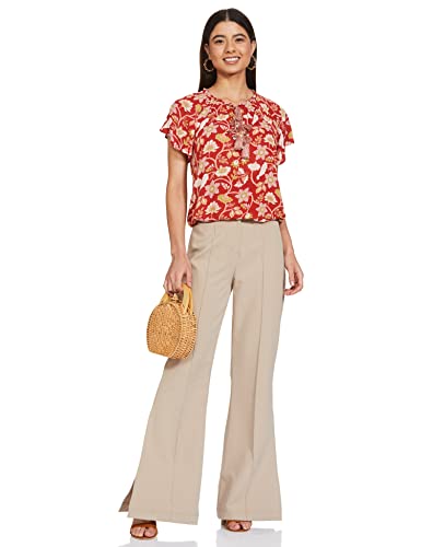 Image of Marks & Spencer Womens Printed Viscose Round Neck Regular Fit Top