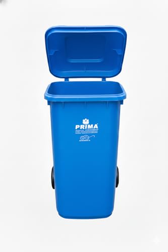 Image of Prima Plastic Manual-Lift Garbage Waste Dustbin with Wheels 240 Ltr Blue