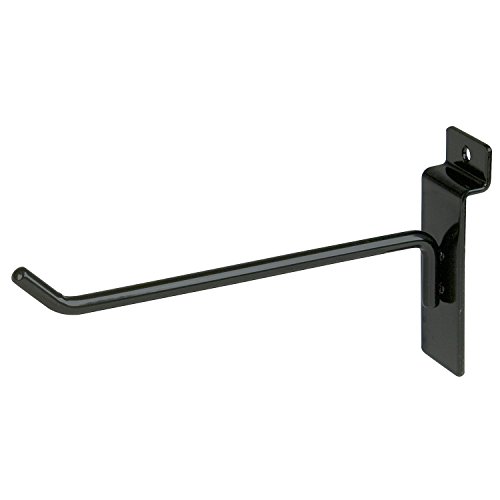 Econoco 6” Slatwall Deluxe Hooks, Slatwall Hooks, Display Hooks for Panel, Black,