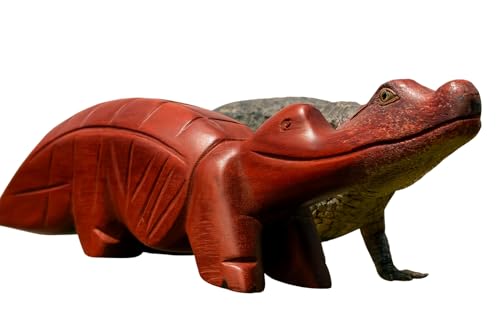 Cadeau de collection forêt amazonienne statuette crocodile bois 22cm
