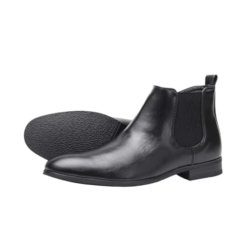 DMGYCK Chelsea Boots Men Casual Black Boots Classic Slip On Boots for Men Ankle Dress Boots Men's Chelsea Fashion High Top Boots (Color : Black, Size : 9.5)