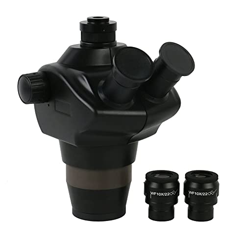 RIMOAL Black Simul-Focal Lab Trinocular Stereo Microscope 8X-50X Continuous Trinocular Confocal Zoom Magnification for Natural Observation/Part Inspection