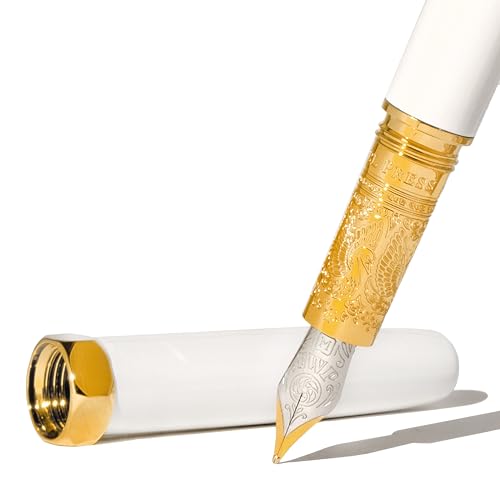 Image of Ferris Wheel Press | Bijou Fountain Pen | Fabled Feather | Double Gold Plated, Sapphire Lacquer Finish | Two-Tone Steel Nib | Fine