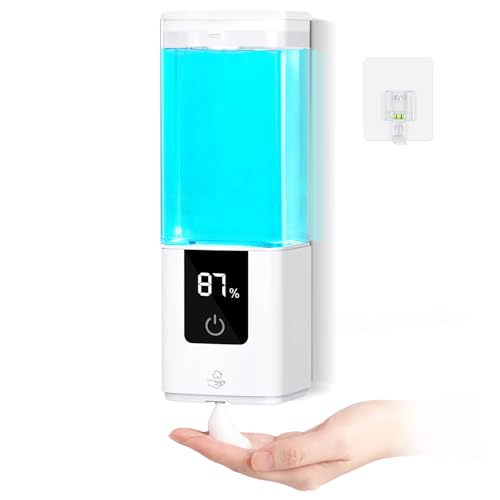 ソープディスペンサー 自動 泡 壁掛け シャンプーディスペンサー 5段階調整 デジタルディスプレー 充電式 IPX7防水 センサー式 シャンプーボトル 浮かせる 詰め替えボトル オートディスペンサー ハンドソープディスペンサー ボディーソープ 食器洗剤 540ml大容量 ホワイト [並行輸入品]