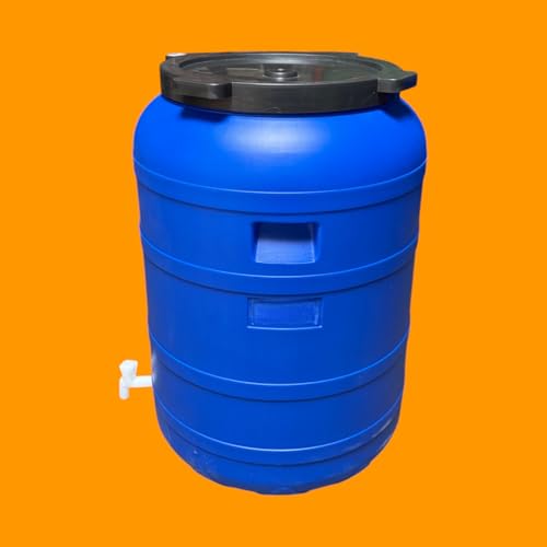 Jordan & Jordan- FUT Plastique XXL 420 litres avec Couvercle à Visser et Robinet – Baril Alimentaire Grande Capacité – Stockage Eau, Huiles, Aliments,...