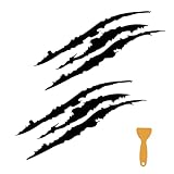 WZP 2PCS Claw Mark Car Decals, Vinyl Front Bumper Reflective Sticker, Personalized Monster Claw Scratch Stripe Decal, Universal Car Exterior Accessories for Sedan SUV Pickup Truck Motorcycle (Black)
