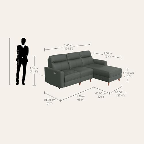Image of Interio by Godrej Missouri Motorised L Shape Leather Recliner Sofa