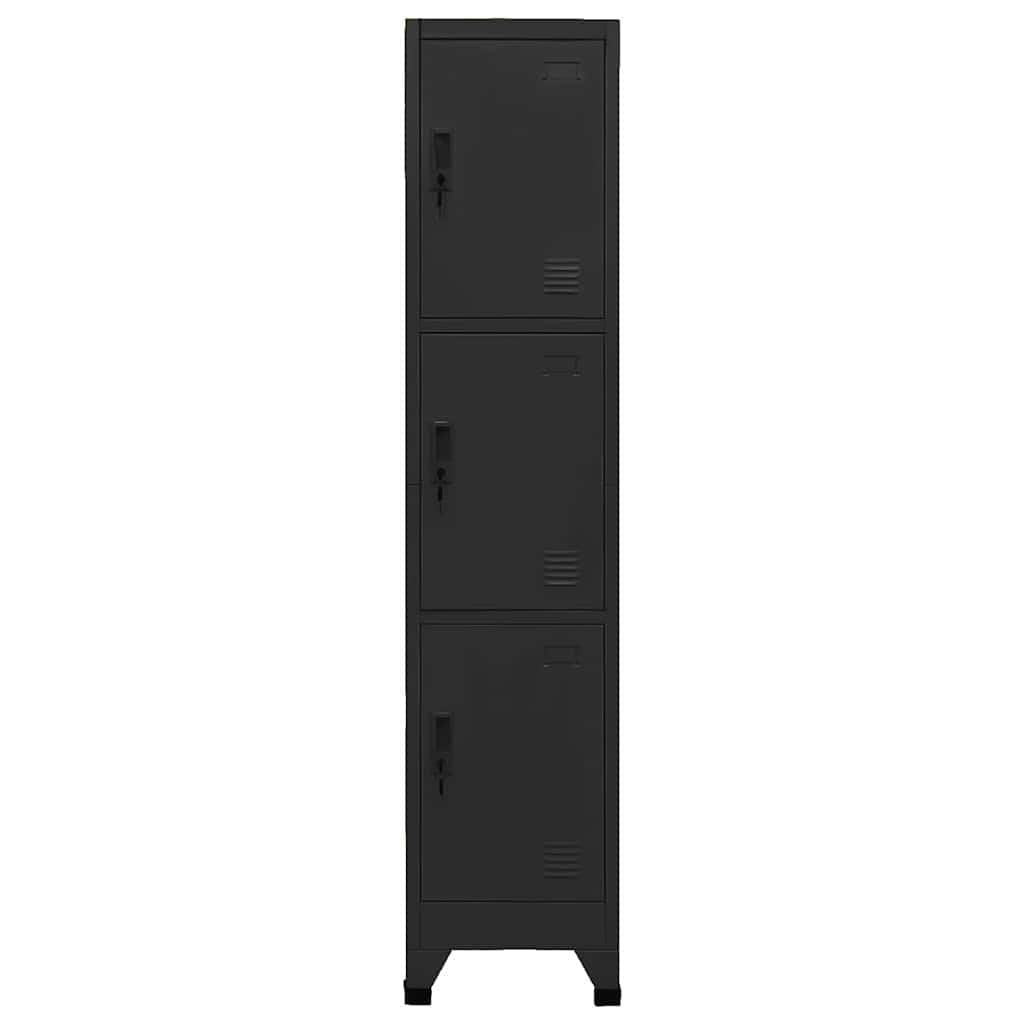 Casier Métallique Noir 38x45x180 cm avec Portes Verrouillables