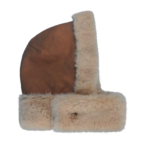 Faux Fur Hooded Scarf Hat for Women Men Warm Thick Fleece Plush Head Scarf Wrap Neck Warmer Windproof Balaclava Ski Mask3