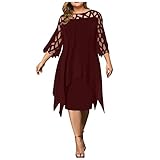 Lzjds Kleid Damen, Sexy Kleider Maxi Kleider Herbst Cocktailkleid Langarm Glitzer Kleid Silvester Brautjungfernkleider Jeans Elegante Herbstkleider Kleidung Auf Rechnung Weihnachten(Wein, 3XL)
