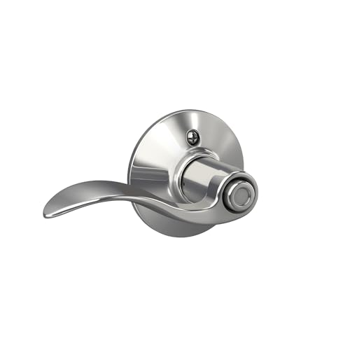 Image of Schlage F40 ACC 625 Accent Door Lever, Bed & Bath Privacy Lock, Bright Chrome