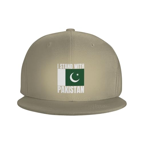 I Stand with Pakistan Flat Bill Brim Hat Support Pray for Pakistan Strong Dad Hat Cap for Men Women Black