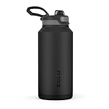 ZULU Powerfill Pro 64oz Half Gallon Stainless Steel Water Bottle with Quick Fill Lid, Triple Walled Vacuum Insulated Metal, Leak Proof Locking Lid, Sip and Chug, Reusable BPA Free, Black Monochrome