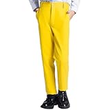 Teen Dress Pants for Boys Size 18 Teenagers Slim Fit Formal Casual Lightweight Yellow Uniform Pants Boys' Fashion School Slacks