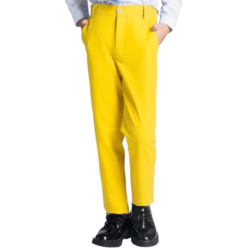 Teen Dress Pants for Boys Size 18 Teenagers Slim Fit Formal Casual Lightweight Yellow Uniform Pants Boys' Fashion School Slacks