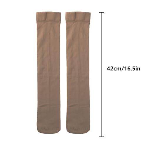 Image of Bestjybt 3 Pairs Women's Opaque Nylon Knee High Stockings Trouser Socks | Soft, Comfortable, Ideal Color, Moderate Thickness, Good Opacity, Wash-Resistant, Not too Thick or too Thin, Hold up Well