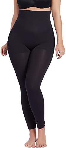 CURVEEZ Seamless Shapewear Sheer High Waisted Compression Layering Leggings for Women Tummy Control - Yoga Pants Butt Lifter Body Shaper Thighs Slimmer Black