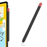 AHASTYLE Duotone Case Cover Silicone Sleeve Skin Compatible with Apple Pencil 2nd Generation, iPad Pro 11 12.9 inch 2018(Black, Red)