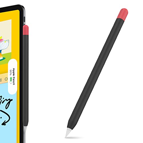 AHASTYLE Duotone Case for Apple Pencil 2nd Generation & Apple Pencil Pro (2024) Ultra Thin Protective Cover Silicone Skin Compatible with Magnetic Charging and Double Tap (Black+Red)
