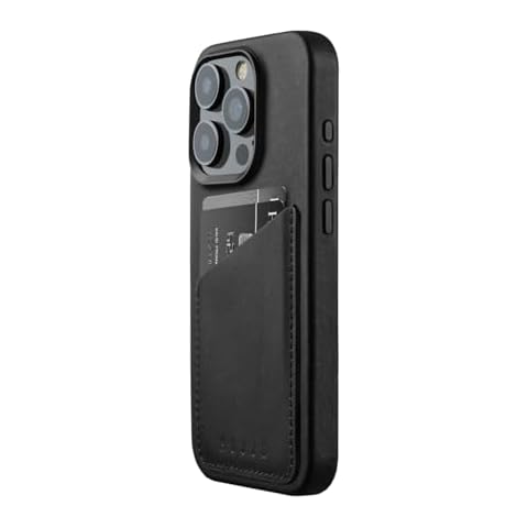 Mujjo Leather Wallet Phone Case - Fits iPhone 15 Pro - MagSafe Compatible - Premium European Leather Case with Card Pocket - Enhanced Phone & Camera Lens Protection - Crafted with Recycled Materials Cover