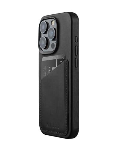Mujjo Leather Wallet Phone Case - Fits iPhone 15 Pro - MagSafe Compatible - Premium European Leather Case with Card Pocket - Enhanced Phone & Camera Lens Protection - Crafted with Recycled Materials
