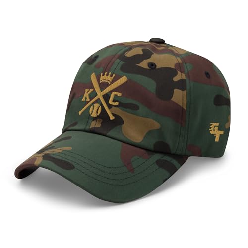 Kansas City Baseball Bats Retro KC Baseball Hat Dad Cap Green Camo