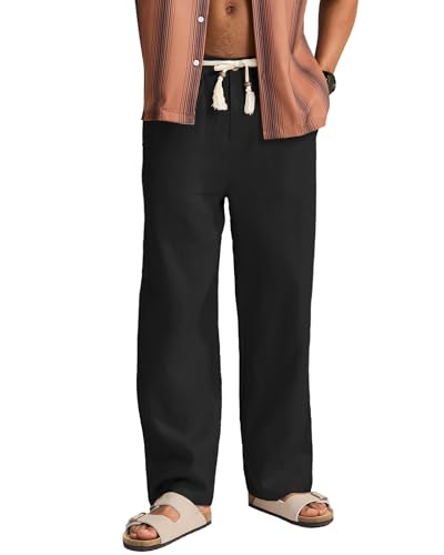 maamgic Men's 100% Linen Pants with Built in Liner Loose Fit Beach Pants — Amazon listing image